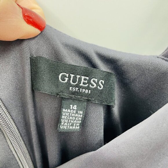 Guess Womens Size 14 Faux Wrap Cowlneck Slip Dress in Slate Gray Stretch $108 - Picture 8 of 8